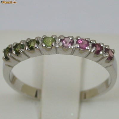Verigheta Inel Aur Alb 14k Turmaline Naturale 076ct Ocazie