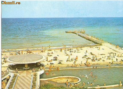 CP200-38 Eforie Nord. Plaja -carte postala, circulata 1973 -starea care se vede foto