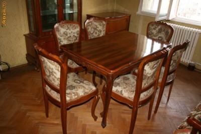 Mobila Sufragerie Sculptata Din Lemn Masiv Set Compet 12 Piese
