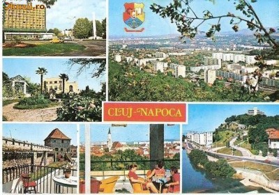 CP200-08 Cluj-Napoca (stema) -carte postala, circulata 1990 -starea care se vede foto