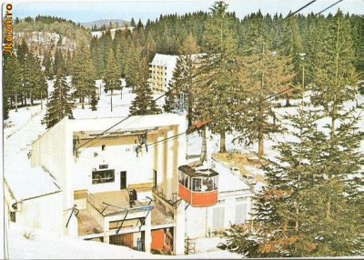 CP201-54 Poiana Brasov. Statia teleferic plecare -carte postala, circulata 1980 -starea care se vede foto