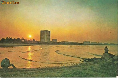 CP201-43 Apus de soare la Mamaia -carte postala, circulata 1975 -starea care se vede foto
