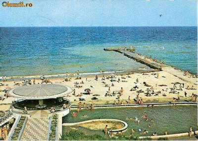 CP201-18 Eforie Nord. Plaja -carte postala, circulata 1975 -starea care se vede foto