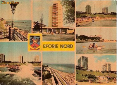 CP201-20 Eforie Nord (stema) -carte postala, circulata 1982 -starea care se vede foto