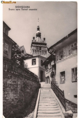 carte postala(ilusrata)-SIGHISOARA-Scara spre Turnul ceasului foto