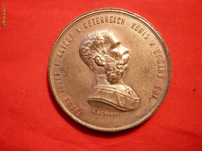 Medalie FRANZ JOSEF - 1873 Austria, metal argintat , d= 4 cm foto