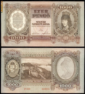 UNGARIA BANCNOTA DE 1000 PENGO 1943 PERFECT UNC foto