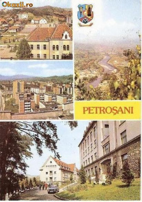 CP201-100 Petrosani (stema)(pod) -carte postala, circulata 1993 -starea care se vede foto