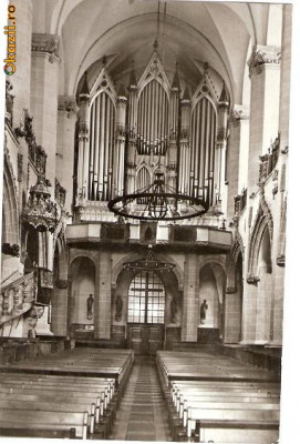 CP202-01 Brasov, Biserica Neagra -Orga si amvonul -carte postala, circulata 1973 -starea care se vede foto