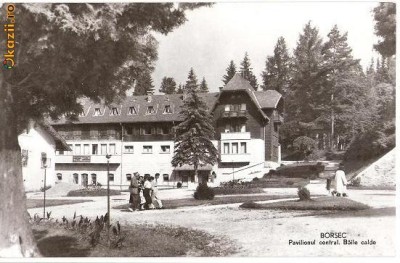 CP202-29 Borsec -Pavilionul central ,,Baile calde&amp;quot; -RPR -carte postala, circulata 1962 -starea care se vede foto