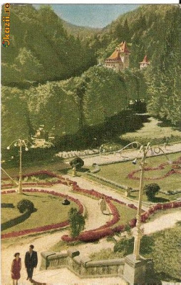 CP204-40 Slanic Moldova -Vedere din parc -carte postala, circulata 1960 -starea care se vede foto
