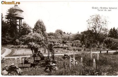 CP204-09 Cluj -Gradina botanica. Turnul de apa -RPR -carte postala, circulata 1961 -starea care se vede foto