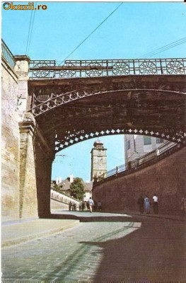 CP204-60 Aspect din vechiul Sibiu (pod) -RPR -carte postala, circulata 1963 -starea care se vede foto
