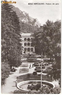 CP204-77 Baile Herculane -Vedere din parc -RPR -carte postala, circulata 1960 -starea care se vede foto