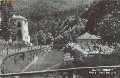 R 9763 Republica Populara Romana slanic moldova plaja pe malul slanicului circulata foto