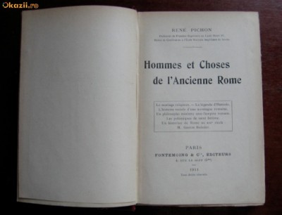 R Pichon Hommes et choses de l&amp;#039;Ancienne Rome Paris 1911 foto