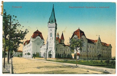 1595 - TIMISOARA, Gymnasium Order - old postcard - used - 1913 foto