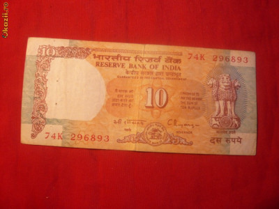 Bancnota 10 Rupii India , cal.medie-buna foto