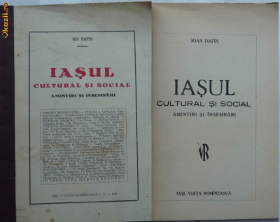 Ion Dafin , Iasul cultural si social , 1928 , editia 1 foto
