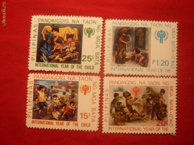 Serie- Anul Internat. al Copilului 1978 Filipine , 4 val. foto