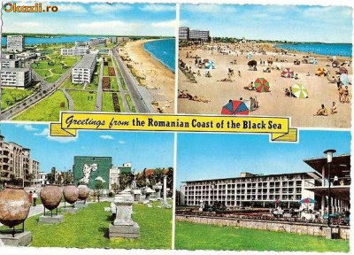 CP208-65 Greatings from the Romanian Coast of the Black Sea -carte postala circulata 1968 -starea care se vede foto