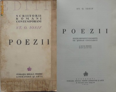 St. O. Iosif, Poezii, 1944, editie definitiva ingrijita de Serban Cioculescu foto