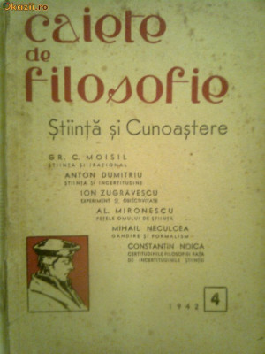 Caiete de filozofie-Stiinta si cunoastere 4/1942 foto