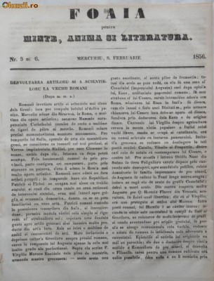 Foaia pentru minte , inima si literatura , nr. 5 si 6 , 1856 foto