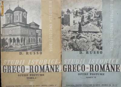 Russo, Studii istorice greco - romane, 1939, 2 volume, cu autograf C. C. Giurescu catre industriasul evreu Malaxa din Bucuresti foto