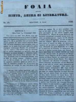 Foaia pentru minte , inima si literatura , nr.18 , 1856 foto