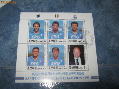 bloc timbre fotbal samdoria italia 1991 foto