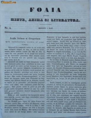 Foaia pentru minte , inima si literatura , nr. 4 , 1857 foto