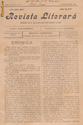 Revista Literara - 10 februarie 1898, Bucuresti foto