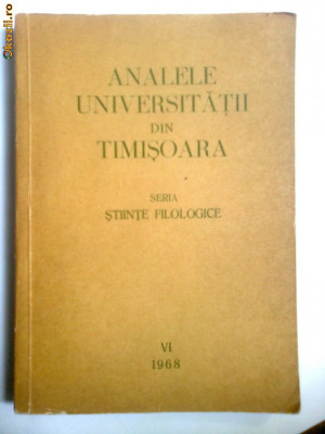 BANAT-ANALELE UNIVERSITATII TIMISOARA,FILOLOGIE,1968 foto