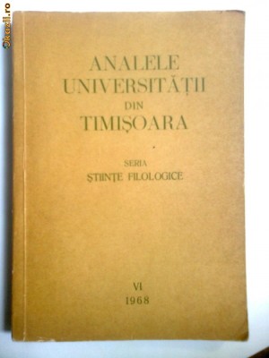 BANAT-ANALELE UNIVERSITATII TIMISOARA,FILOLOGIE,1968 foto