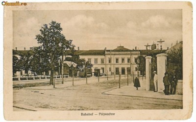 2135 - SIBIU, Gara, tramvai - old postcard- used - 1918 foto