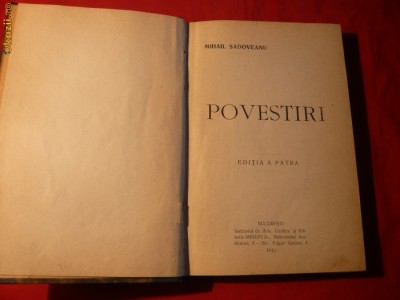 M.Sadoveanu - POVESTIRI - 1914 foto