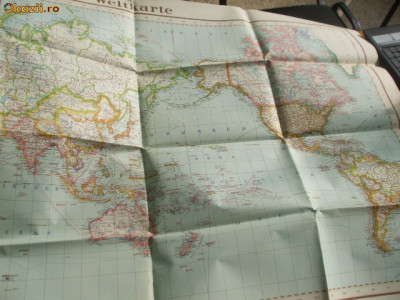 Harta Lumii 1941 Scara 1 : 35.000. 000 100 x 75 cm color foto