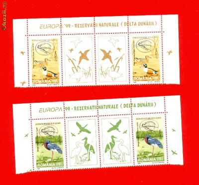 RO-82=ROMANIA 1999 Europa Rezervatii naturale Perche de 2 marci cu vigneta MNH foto