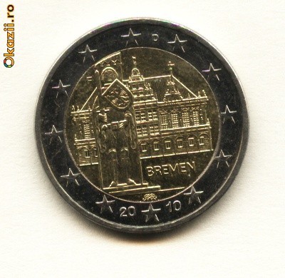 2 euro comerativ,primaria din Bremen, germania ,2010 foto