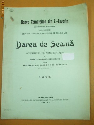 Dare de sema Banca Comerciala din T-Severin 1913 foto