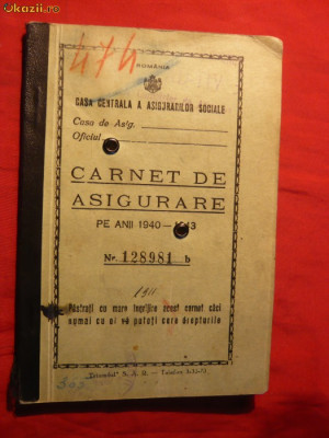 Carnet de Asigurare 1940-1943 foto