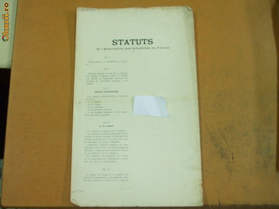 Statuts de l&amp;#039;Asociation des Industries du Petrole Bucarest 1908 foto