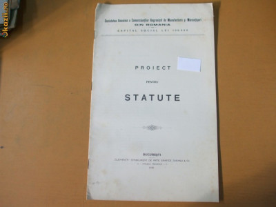 Proiect statut Societatea Comerciantilor Angrosisti de Manufactura 1910 Buc foto