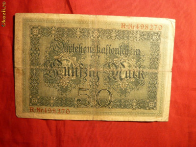 Bancnota 50 Marci GERMANIA 1914 , cal.medie ,serie 6 cifre foto