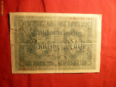 Bancnota 50 Marci 1914, GERMANIA , cu lipitura , cal. slaba foto