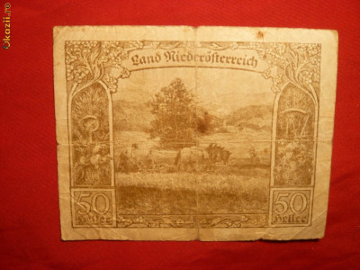 Bancnota 50 Haleri Niderosterreich ,Notgeld - AUSTRIA foto