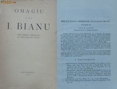 Omagiu lui I. Bianu din partea colaboratorilor, 1927, studii istorice foto