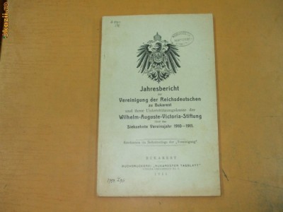 Jahresbericht der Vereinigung der Reichsdeutschen zu Bukarest 1911 foto