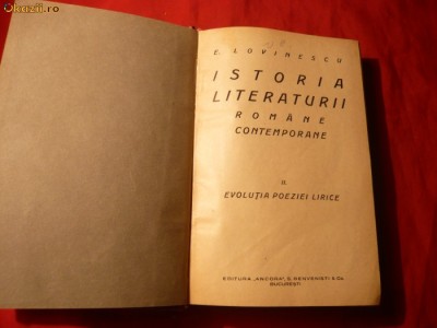 E.Lovinescu - Ist.Lit.- Evolutia Poeziei Lirice- I.Ed. 1927 foto